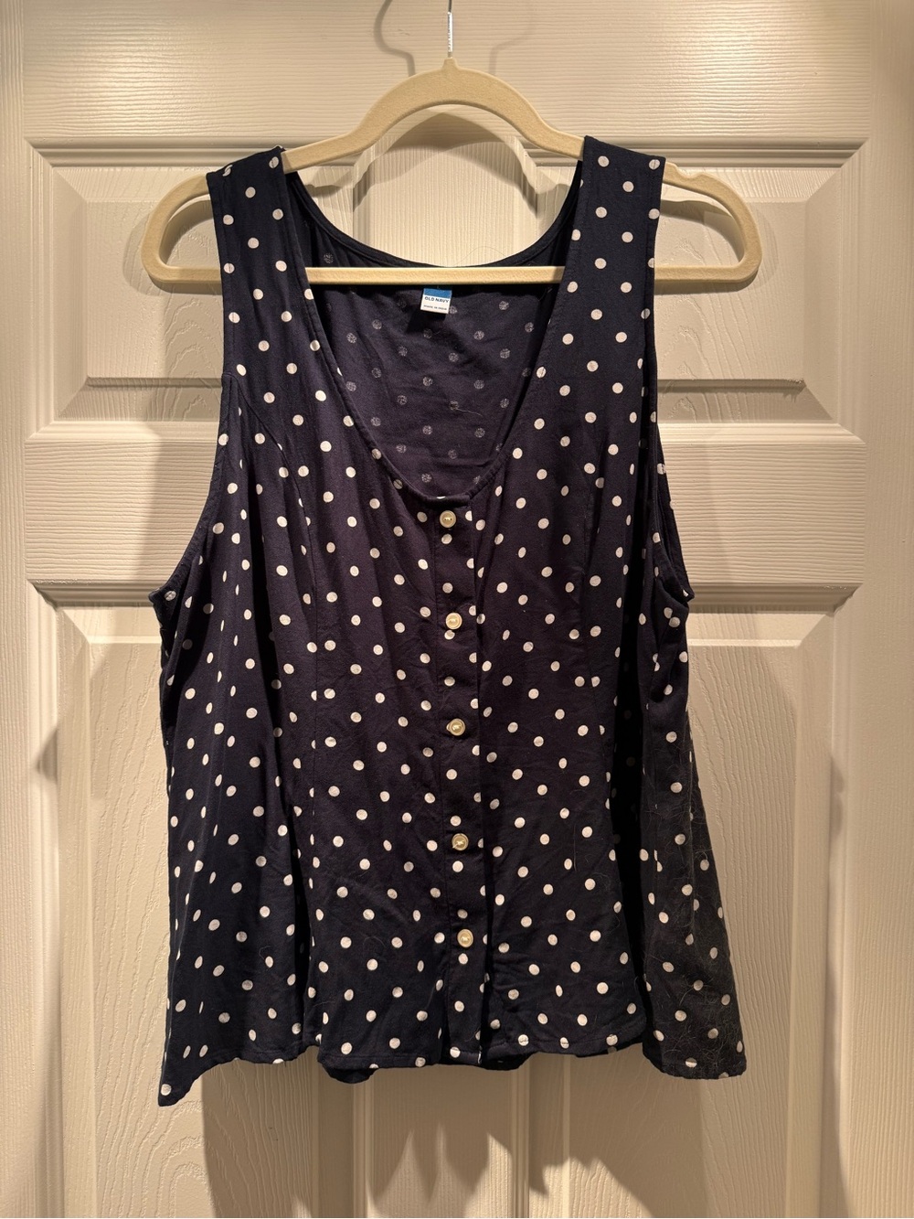 Old Navy Navy Blue Polka Dot Button-Front Tank
